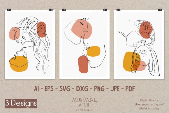 3 Design Wall Art Continuous Kiss Love: Graphics & Illustrations