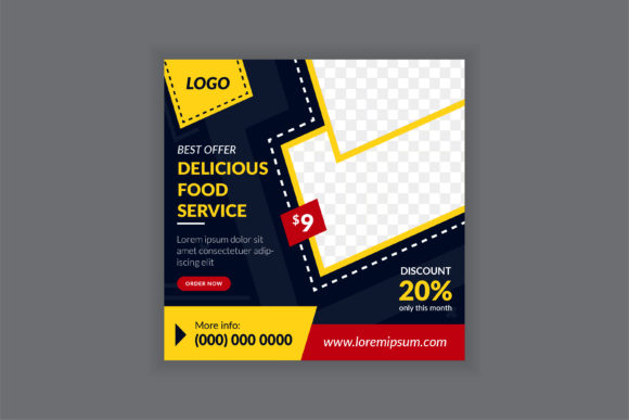 Delicious Food Services Square Banner: Graphics for Flyers Amp