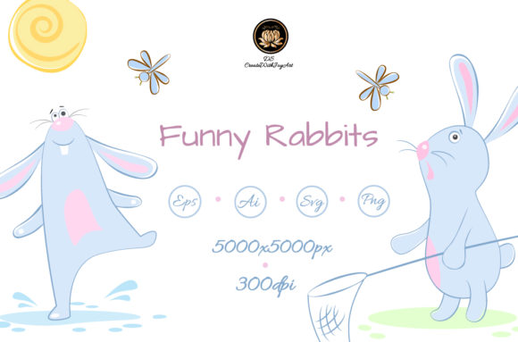 Funny Rabbits Graphics: Illustrations for Sellers