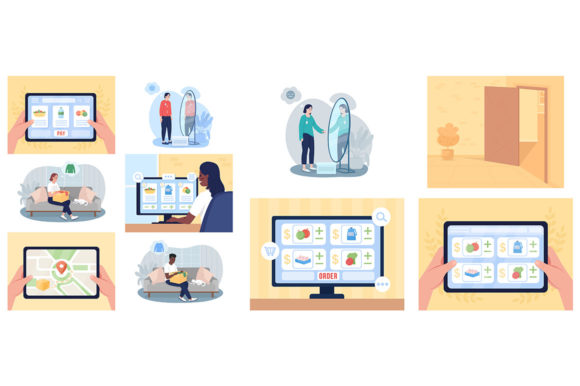 Online Shopping Vector Illustration Set: Graphics & Illustrations