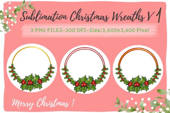 Sublimation Christmas Wreaths V1: Graphics & Illustrations