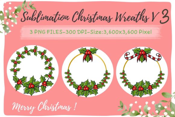 Sublimation Christmas Wreaths V3: Graphics & Illustrations