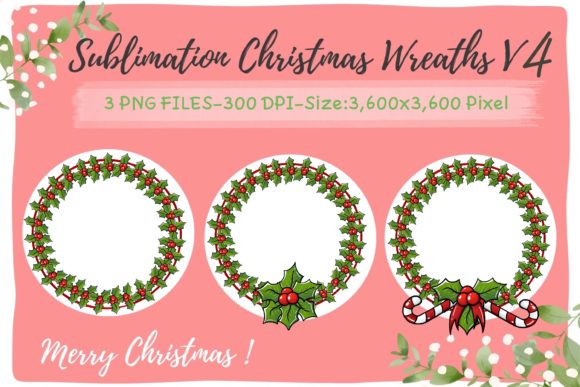 Sublimation Christmas Wreaths V4: Graphics & Illustrations