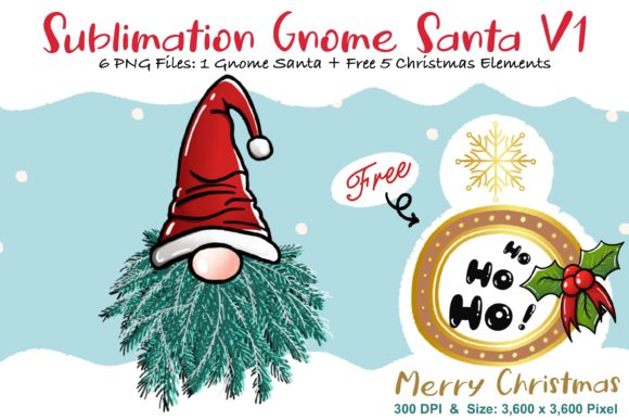 Sublimation Gnome Santa V1: Graphics & Illustrations