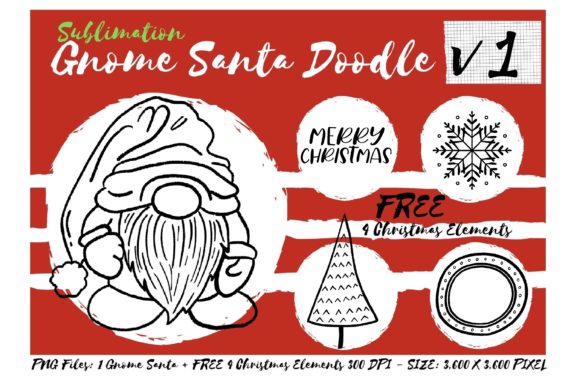 Sublimation Gnome Santa V1: Graphics & Illustrations