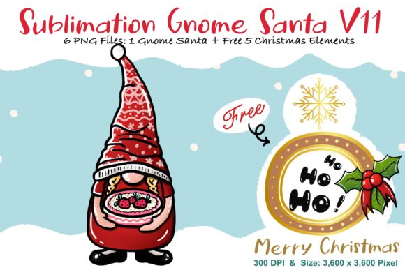 Sublimation Gnome Santa V11: Graphics & Illustrations
