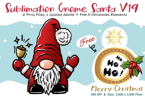 Sublimation Gnome Santa V19: Graphics & Illustrations