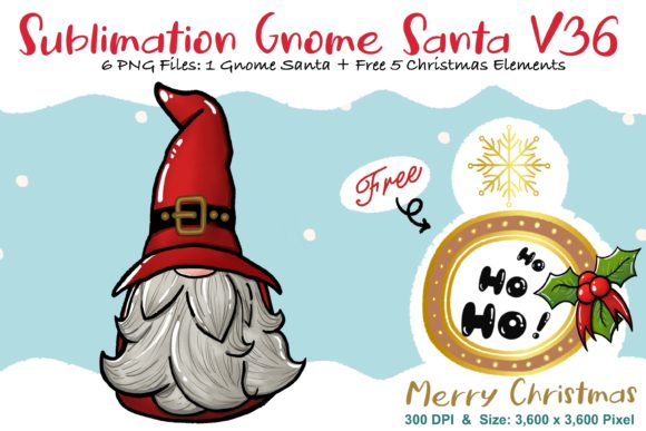 Sublimation Gnome Santa V36: Graphics & Illustrations
