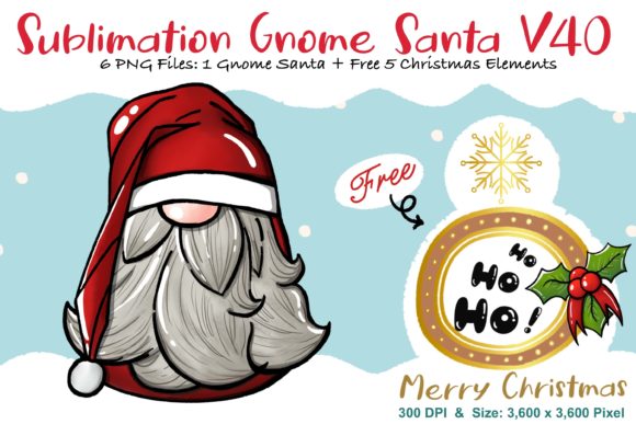 Sublimation Gnome Santa V40: Graphics & Illustrations