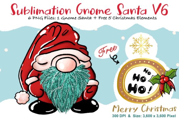 Sublimation Gnome Santa V6: Graphics & Illustrations