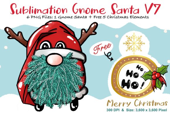 Sublimation Gnome Santa V7: Graphics & Illustrations