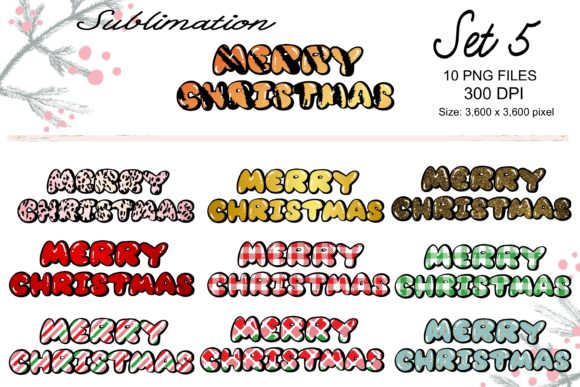 Sublimation Merry Christmas Set 5: Graphics & Illustrations