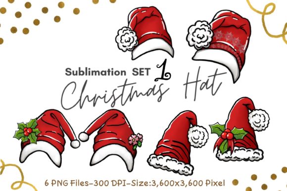 Sublimation Set 1 Christmas Hat: Graphics & Illustrations