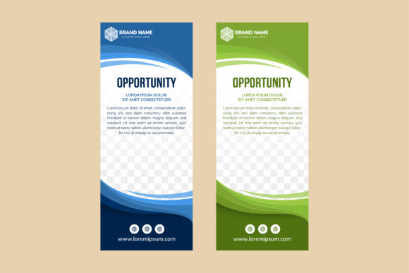 Vertical Banner Green Blue Curve: Graphics for Social Media Templates