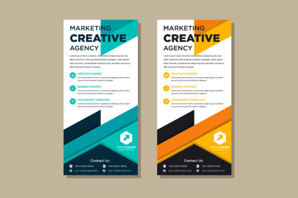 Vertical Banner Paper Cut Blue Orange Graphics & Print Templates